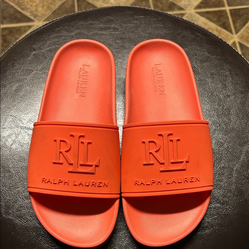 Ralph Lauren Vibrant Orange Slide Sandals